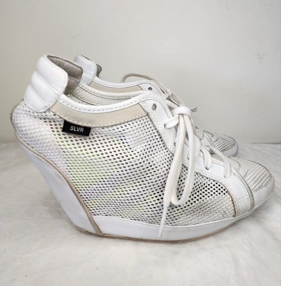 Adidas White Mesh Wedge Sneakers - Picture 2 of 13